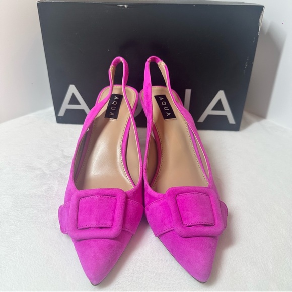 NWT Bloomingdale’s Exclusive Aqua Bell Slingback Heels - Picture 3 of 9